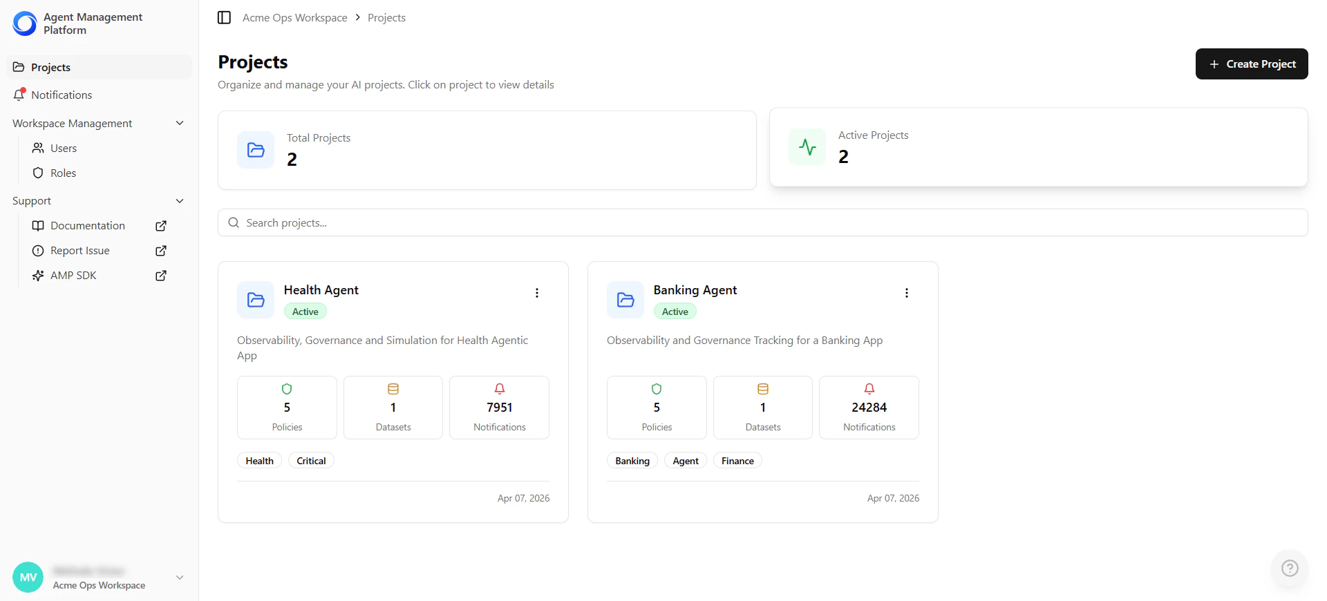 Projects Dashboard