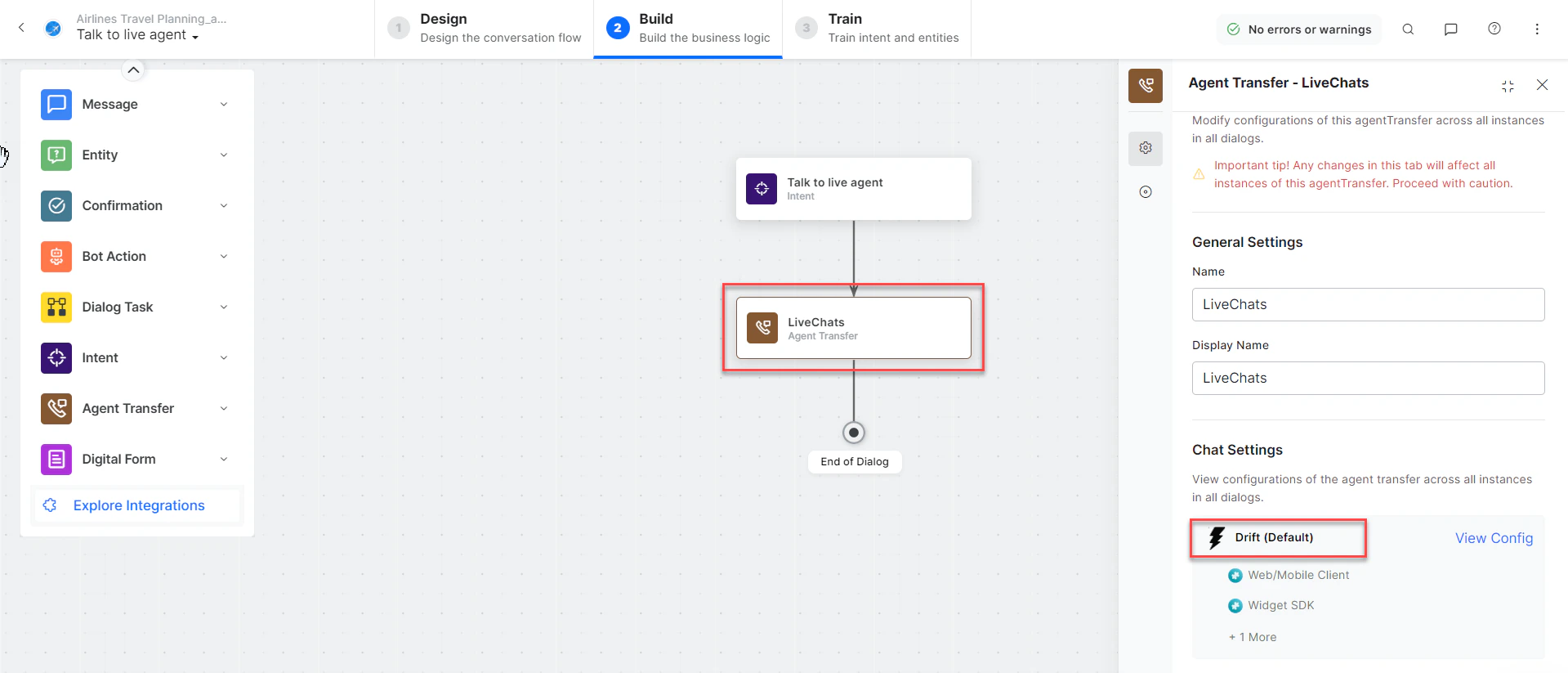 New Agent Transfer Node task