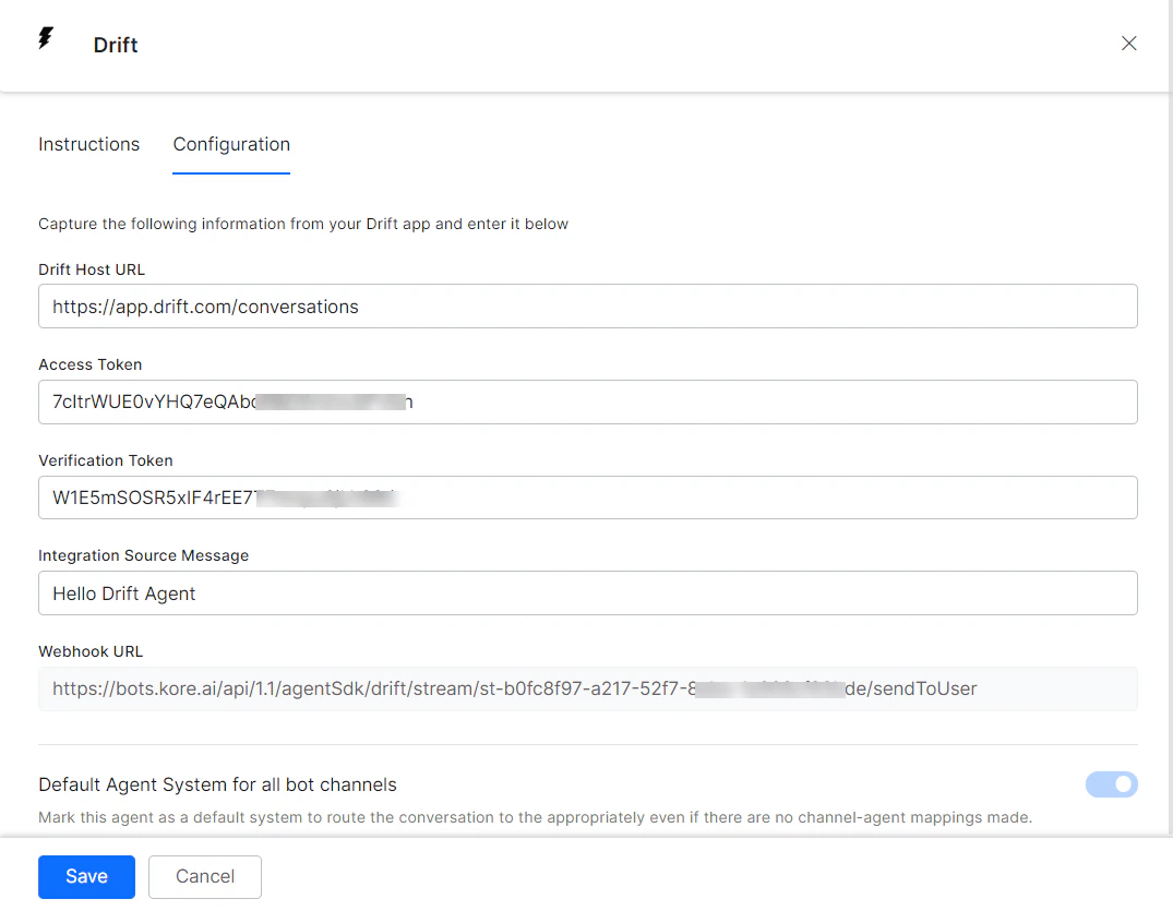 Drift agent credentials