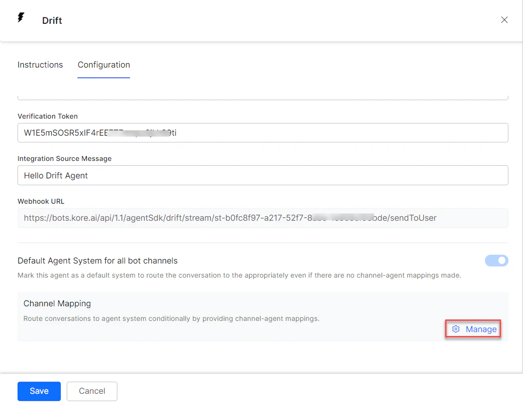 Mapping channels to Drift agent