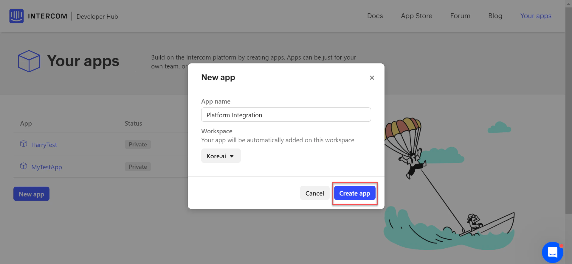 App name and workspace