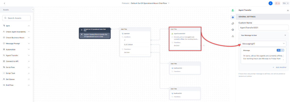 Out of Operational Hours Chat Message