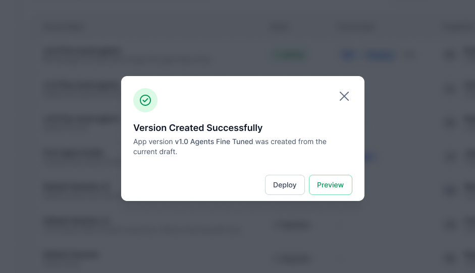 Version created successfully Version created successfully