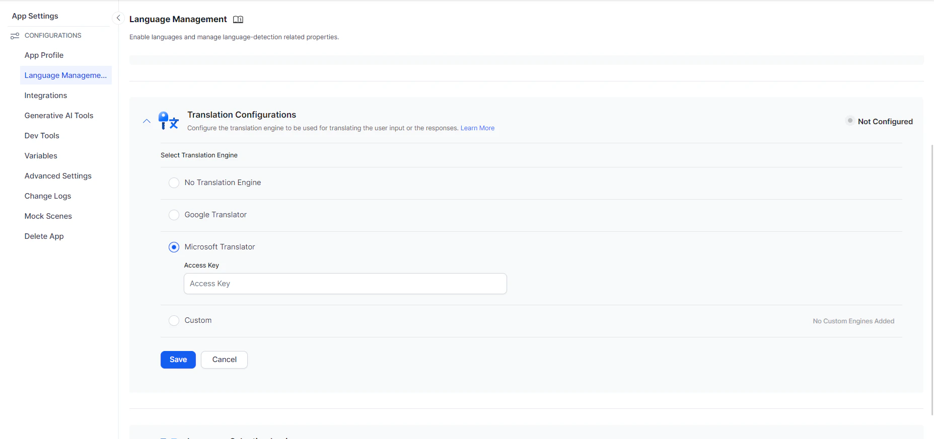 Translation Configurations - Microsoft