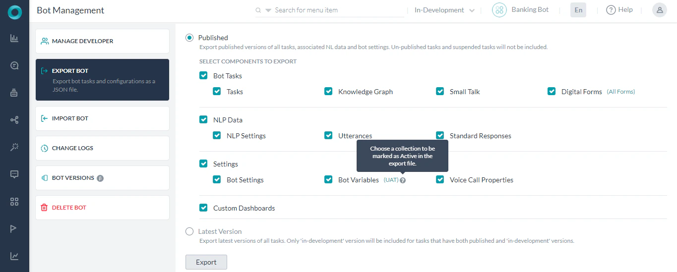 Choose collection to be marked as Active