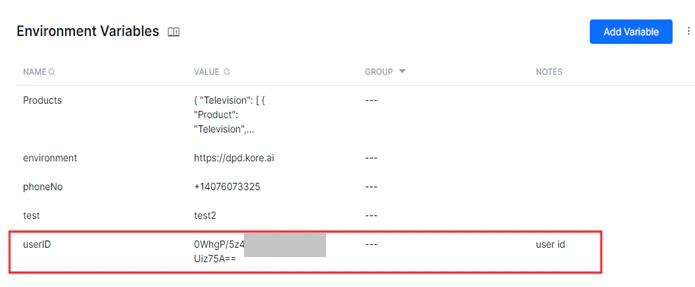 Environment variable and its encrypted value appear