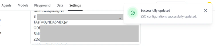 sso updated successfully message