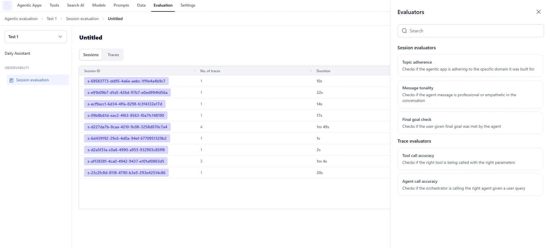 Evaluators list