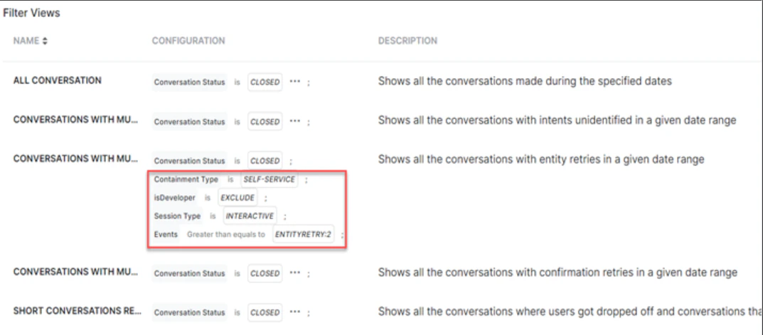 View Prebuilt Filters