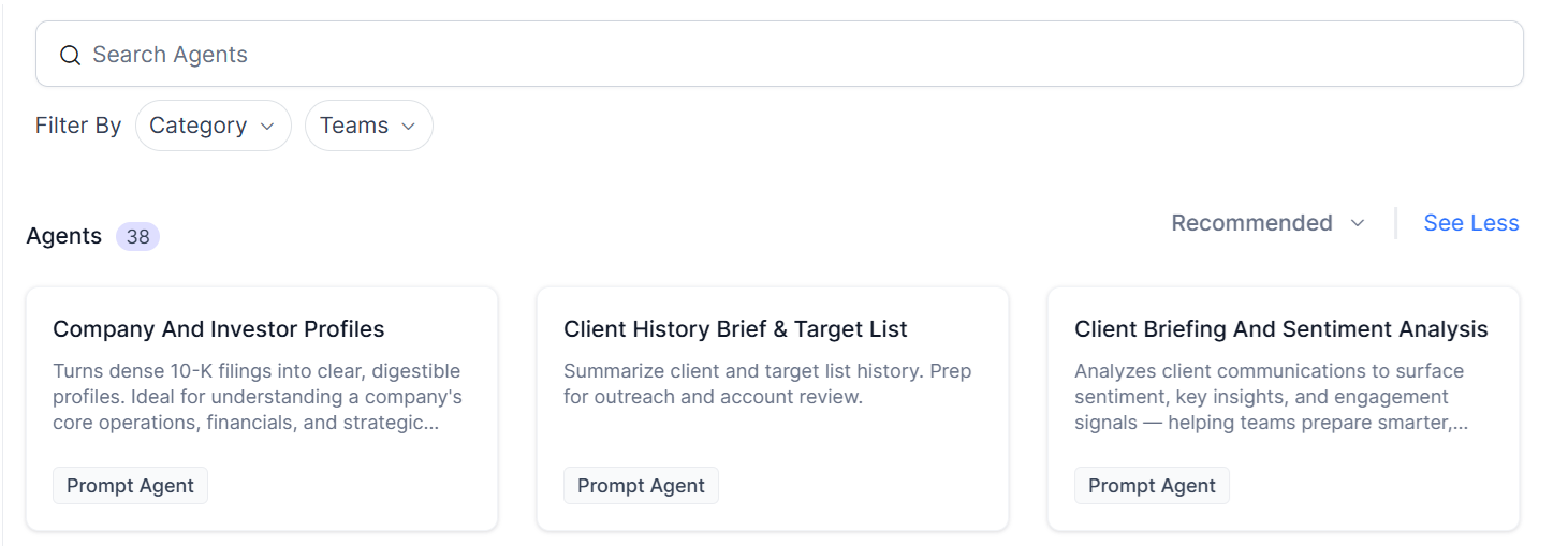 Agents section