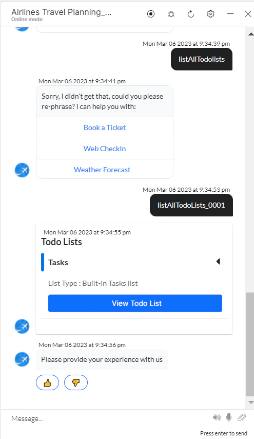 VA prompt to view All Todo Lists