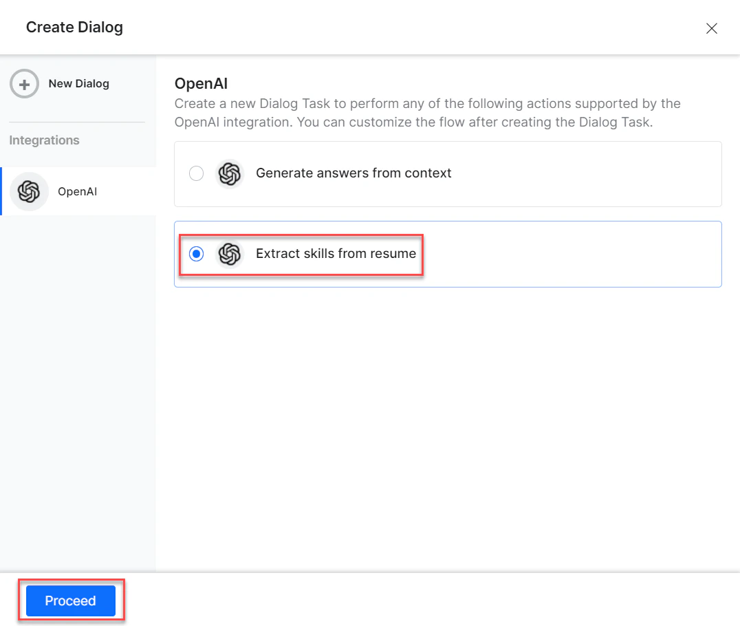 Select desired task from template