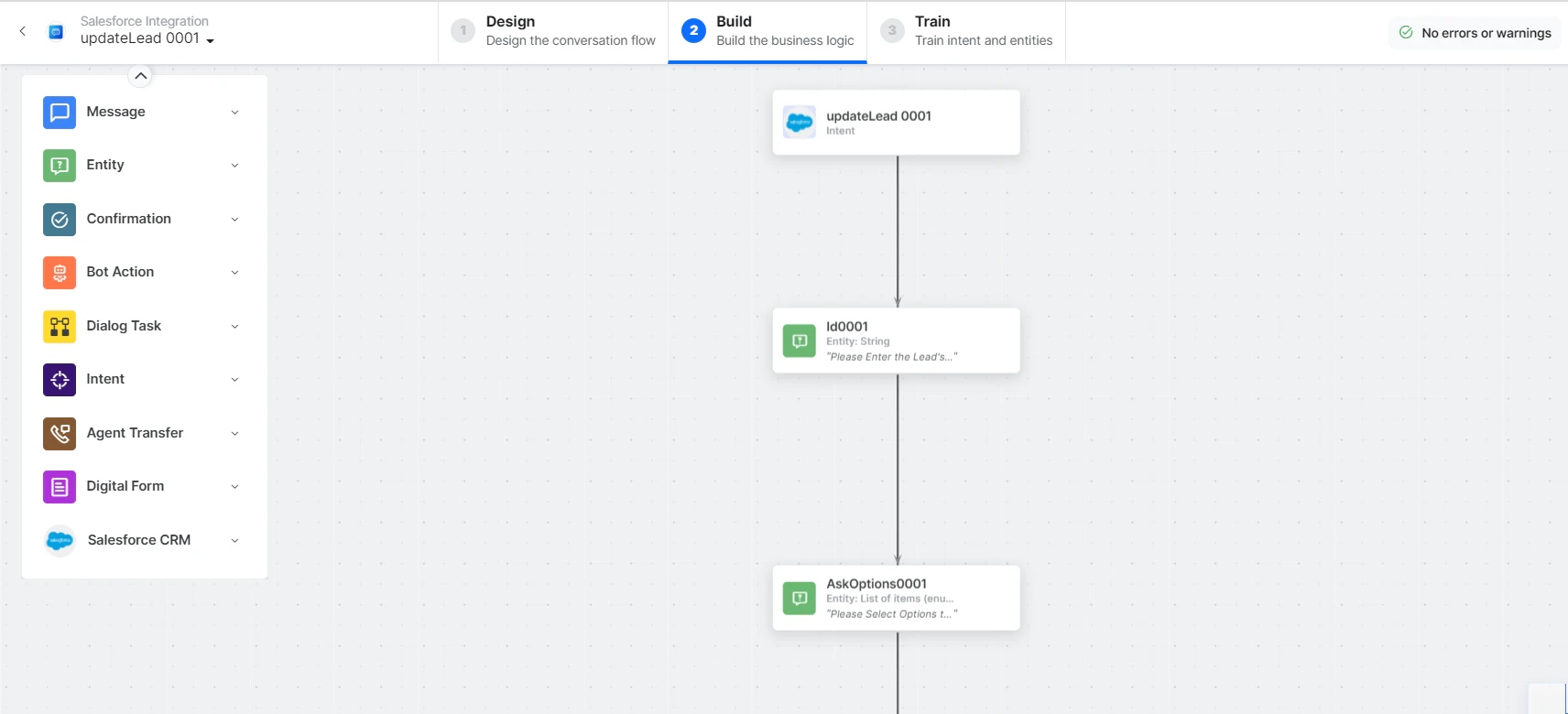 Update a Lead dialog task is added
