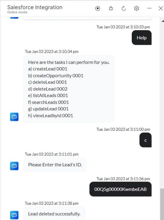 VA prompt to delete a lead