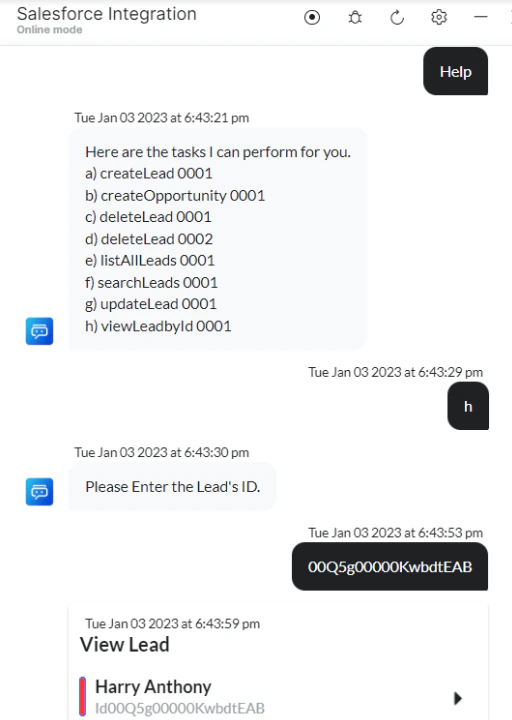 VA prompts to view lead by id