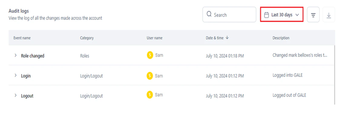 Click time selection