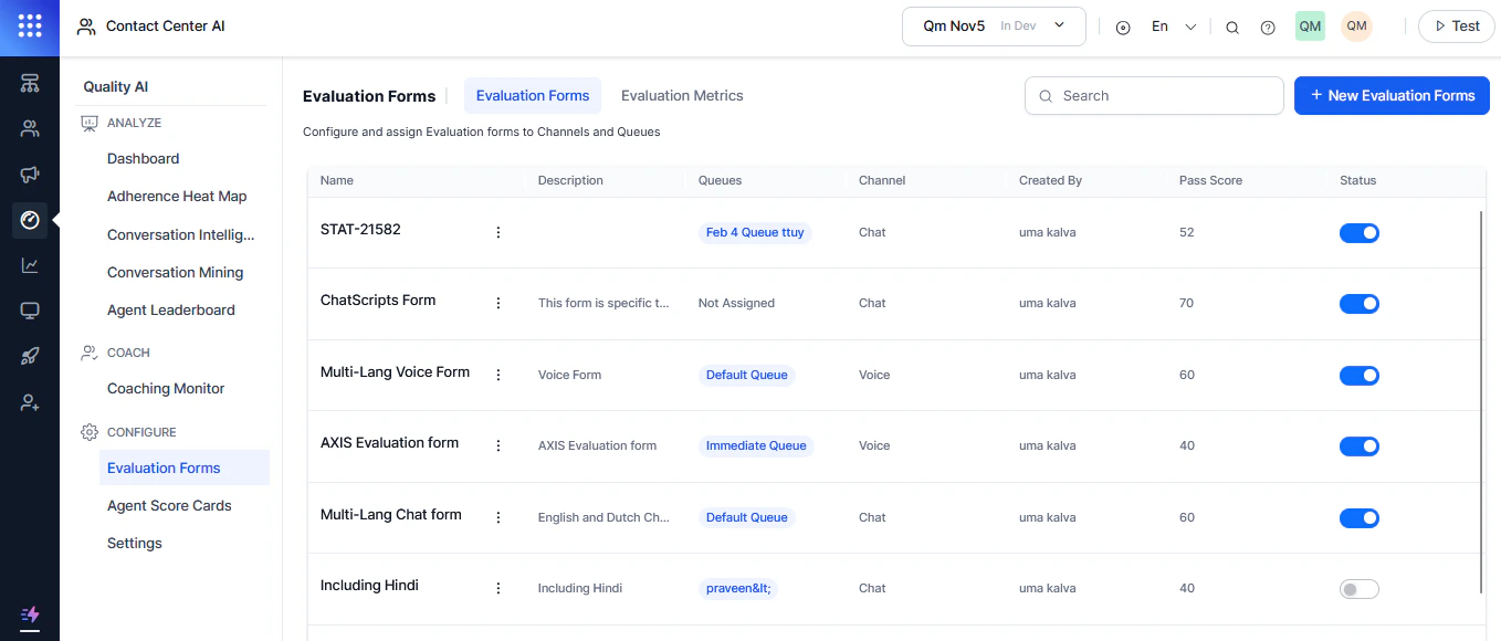 Create Evaluation Forms