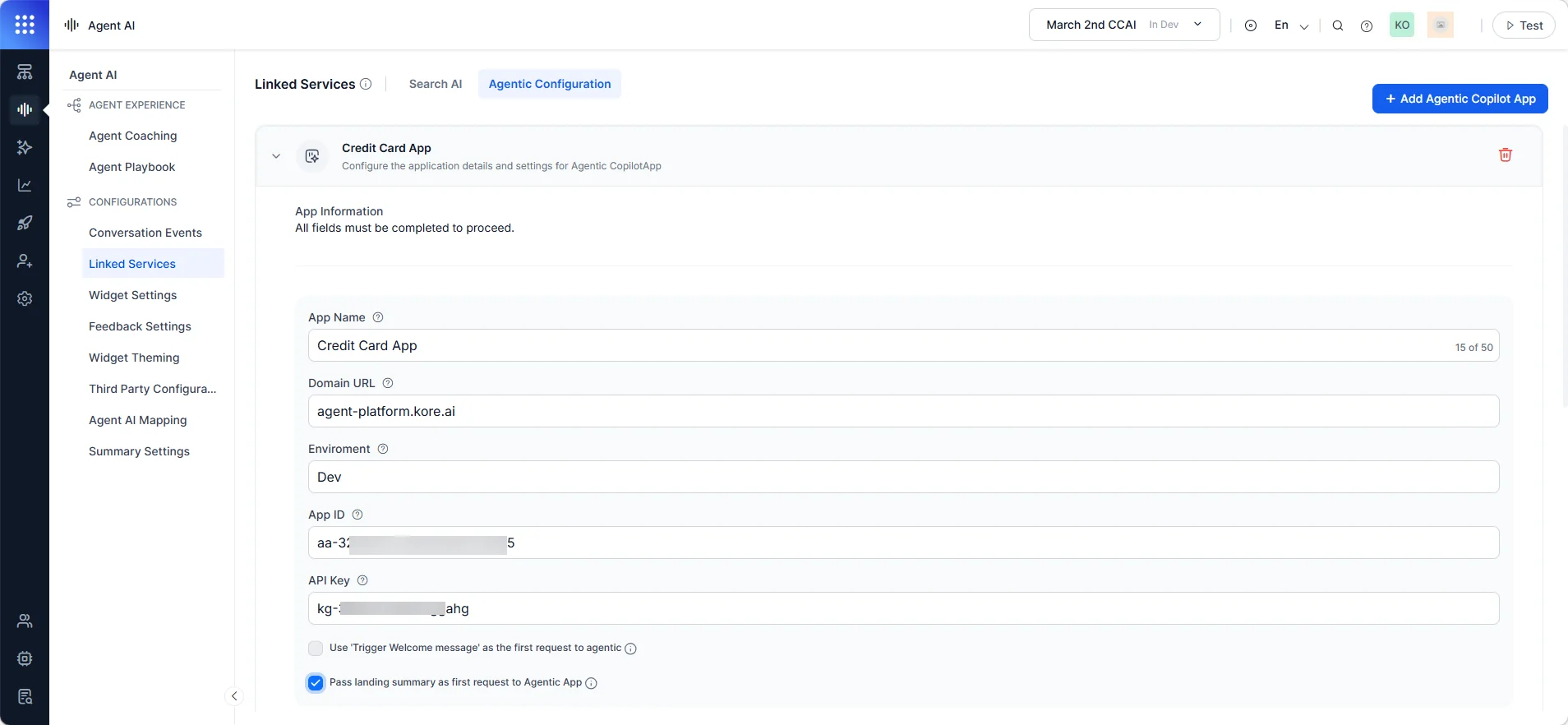 Agentic Configuration App Info