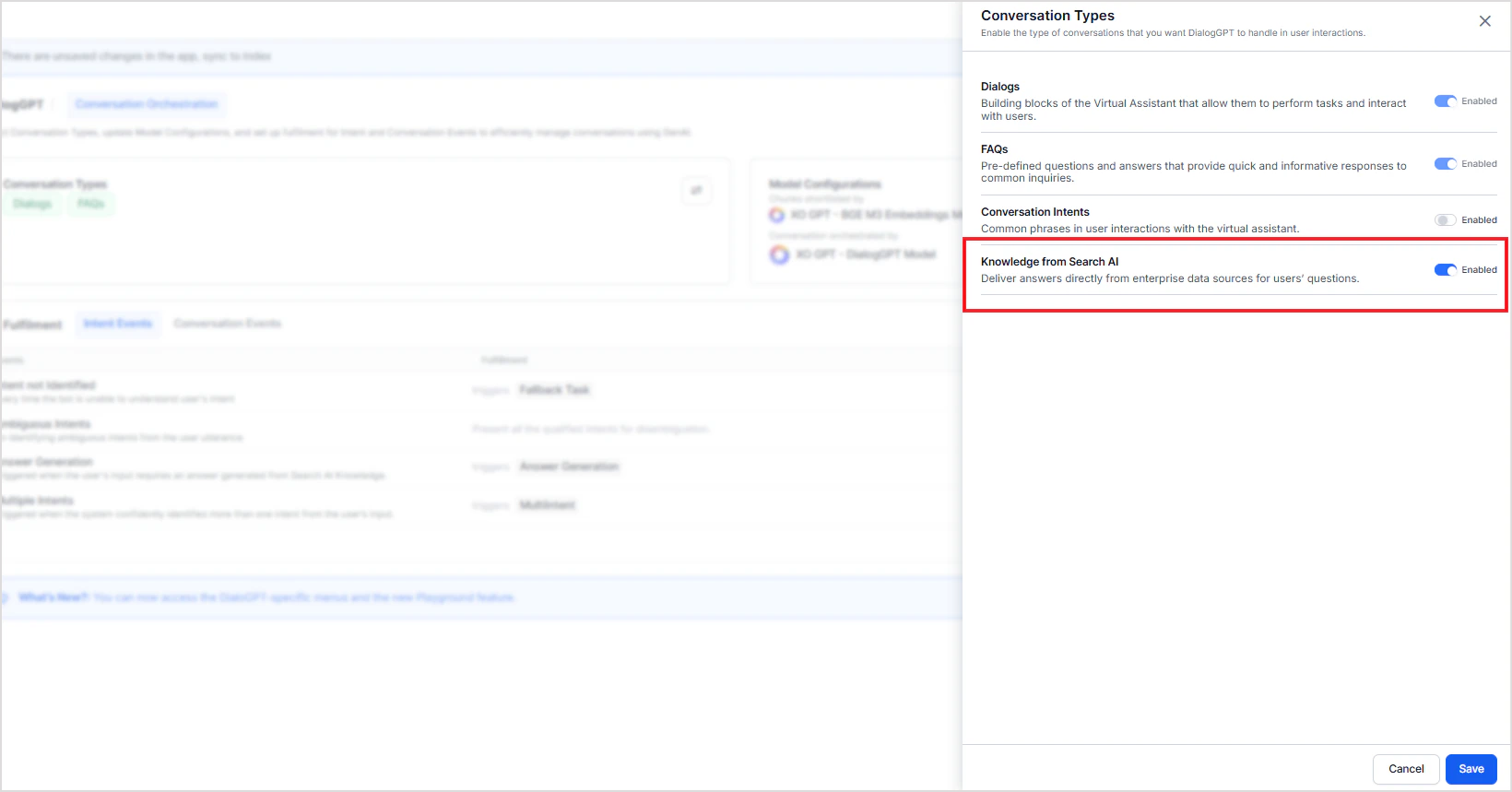 Add Search AI as knowledge