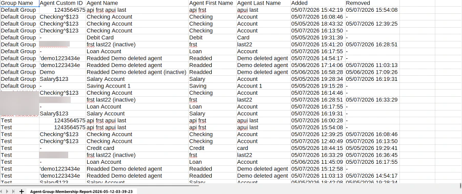 Agent Group Membership Report Output