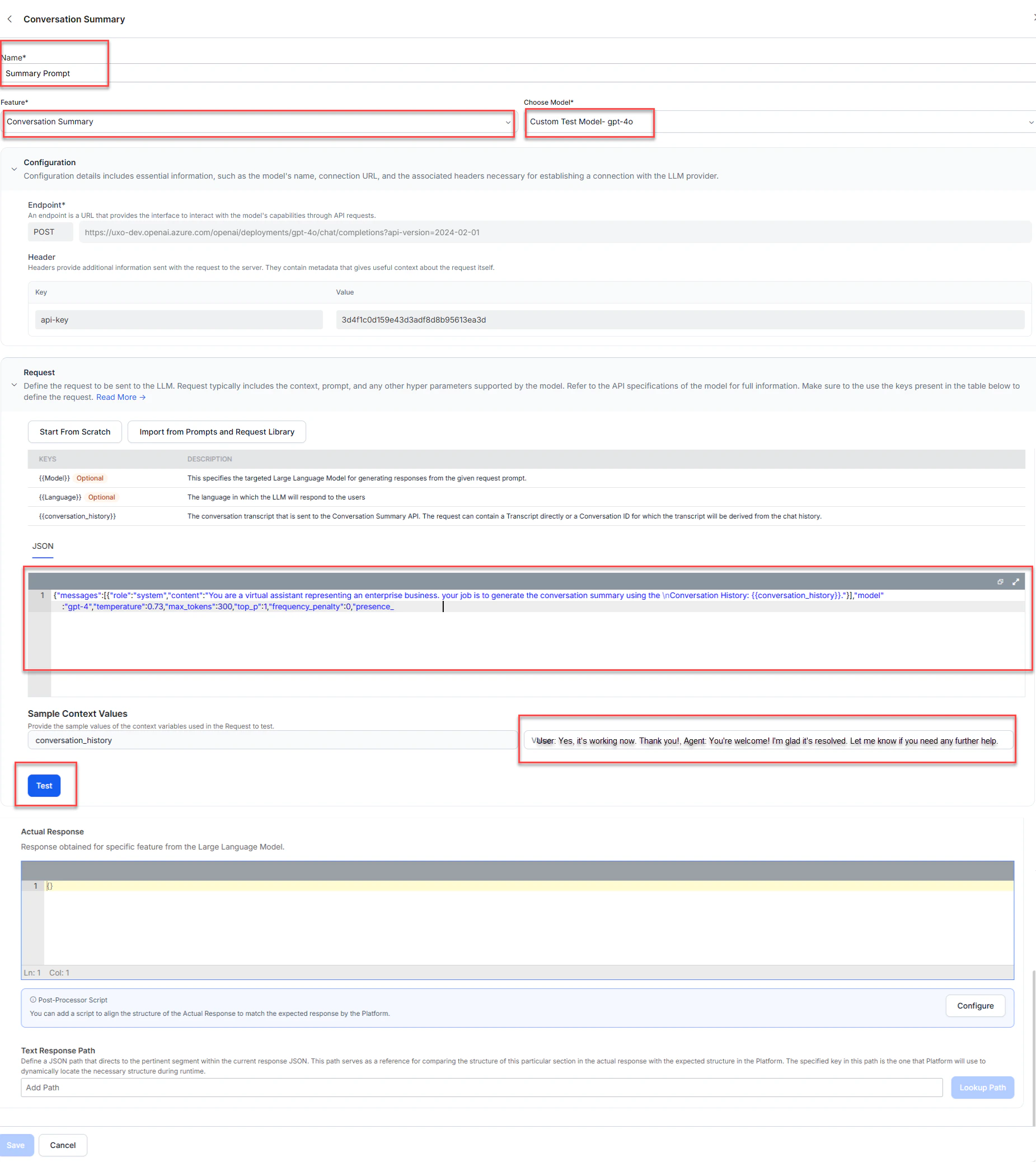 Conversation Summary Page