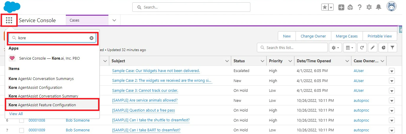 kore-agent-assist-feature-configuration