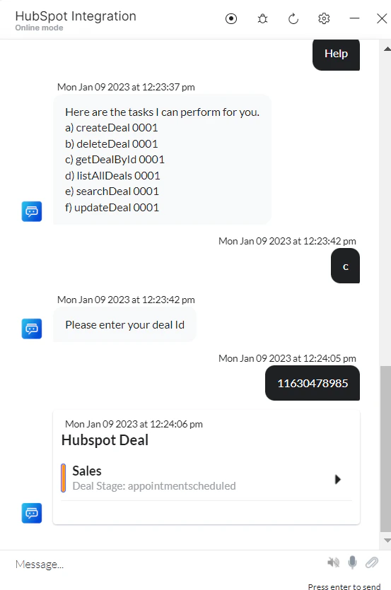 VA prompt to get deal by id