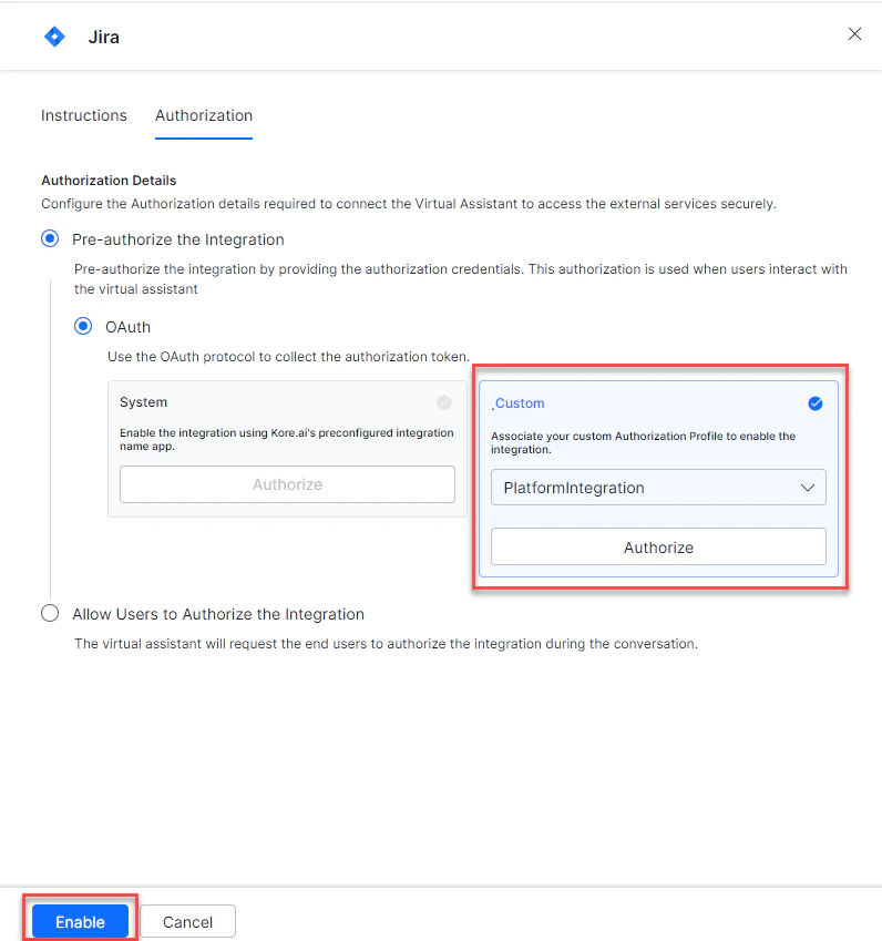 Authorization profile