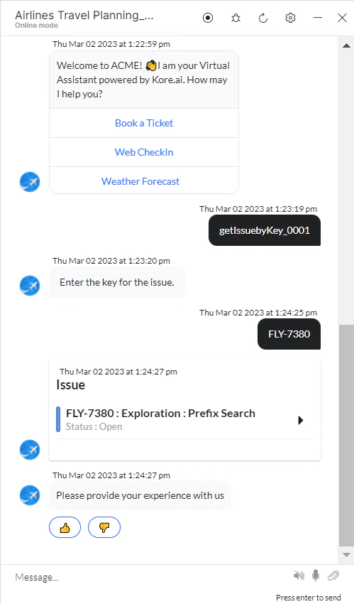 VA prompt to find issue by key