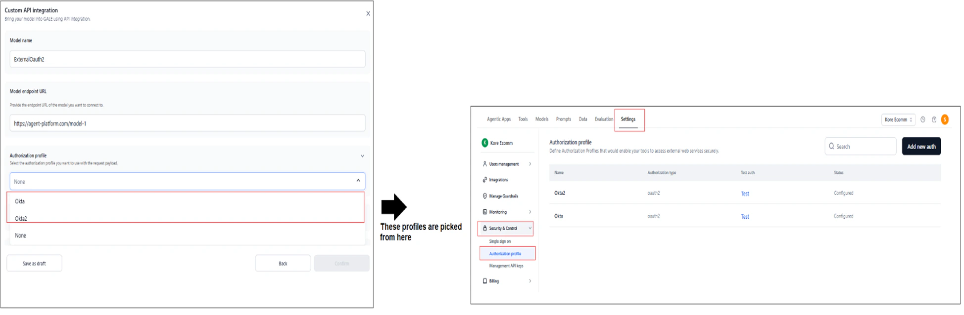Set auth profile