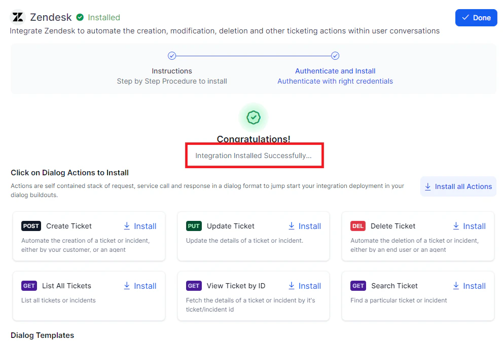 Integration Successful