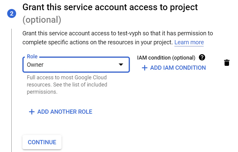 Grant permission to Service Account