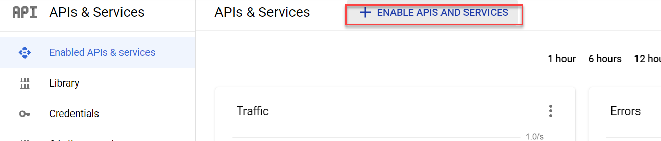 Click Enable APIs and Services