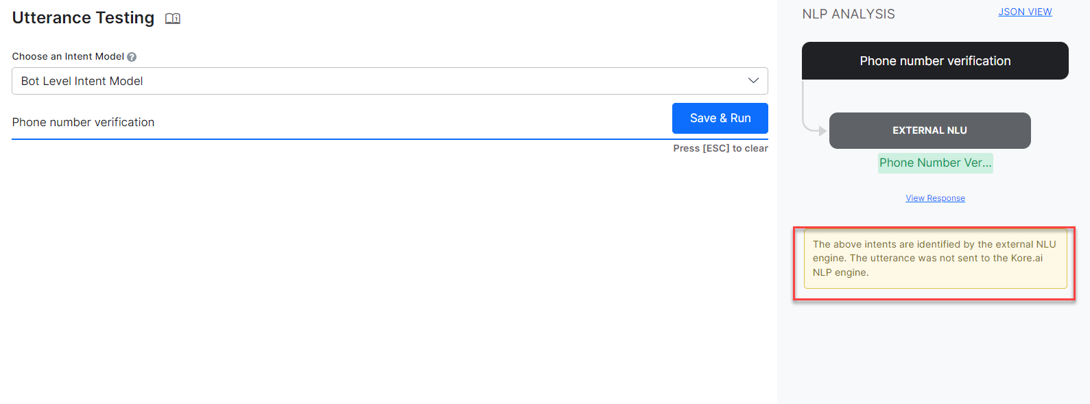 Intent detected by external engine