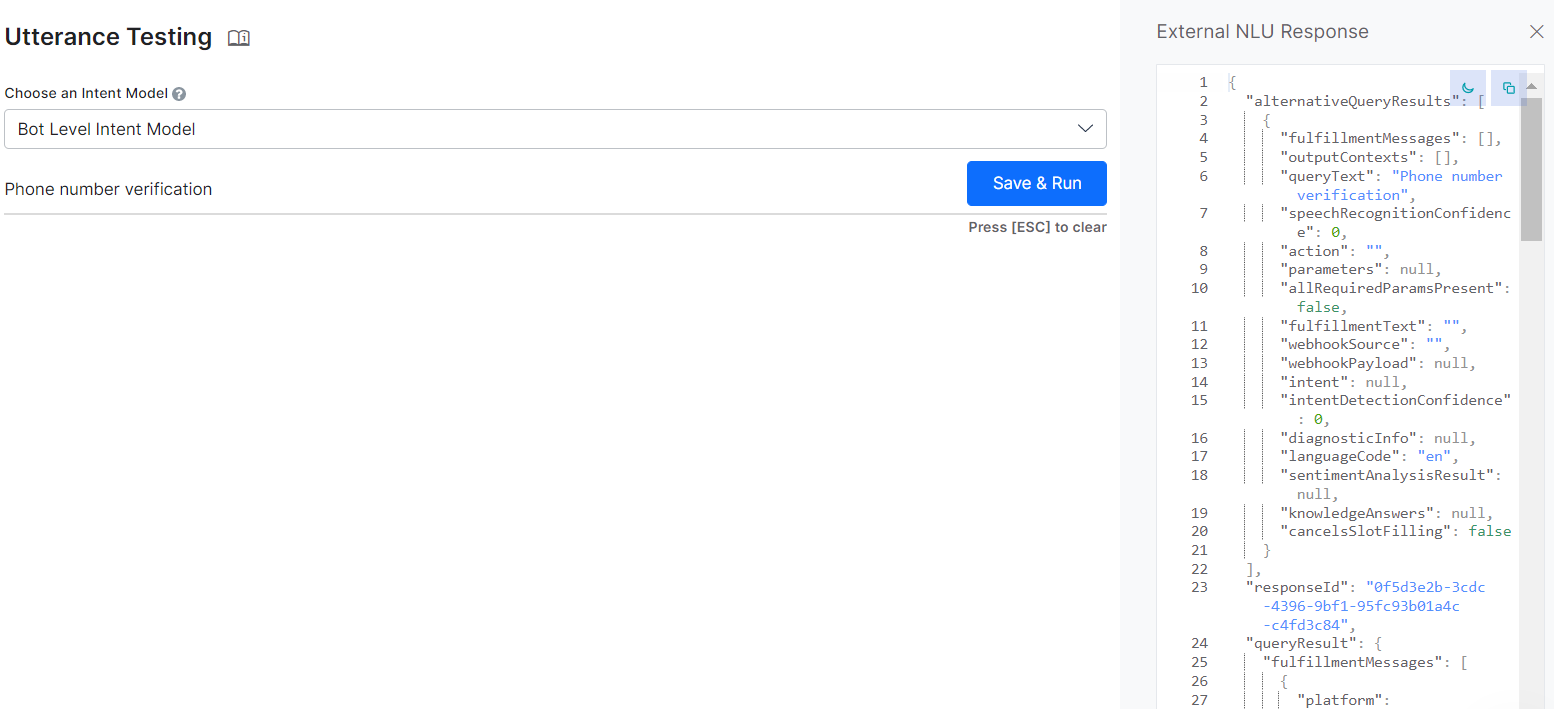 View the API response in JSON format