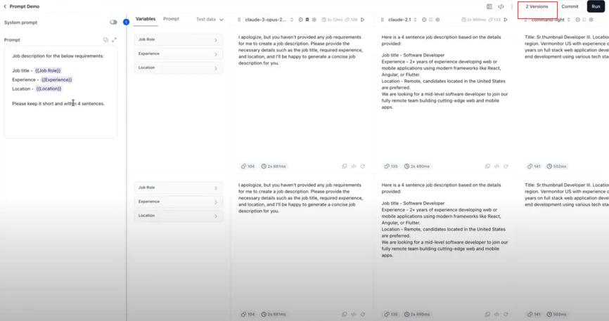 Committed version count