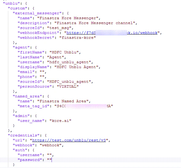 Admin section configuration