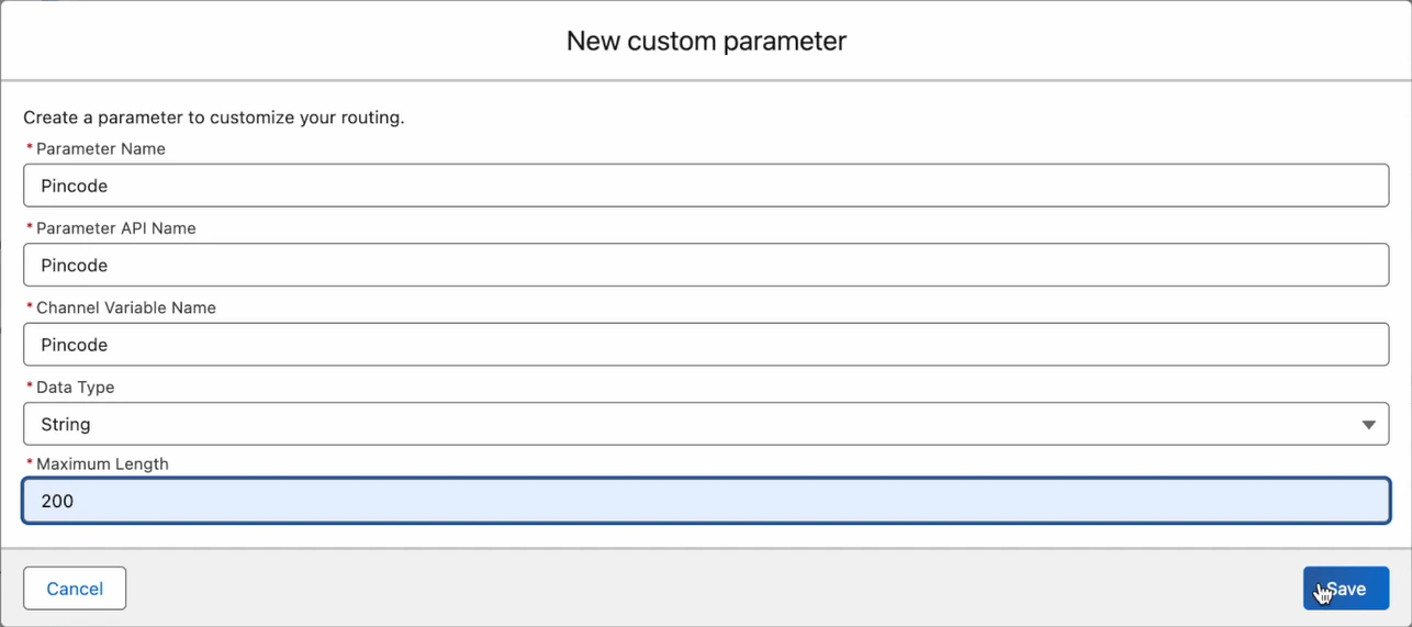 Custom parameter