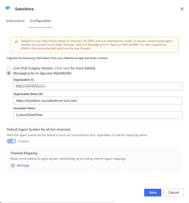 MIAW agent credentials