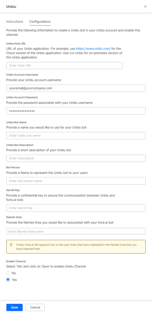 Unblu bot configuration