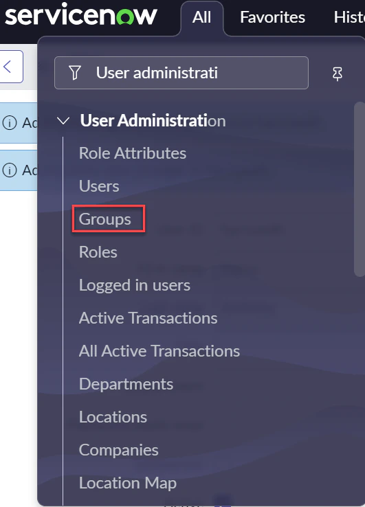 User Administration - Groups