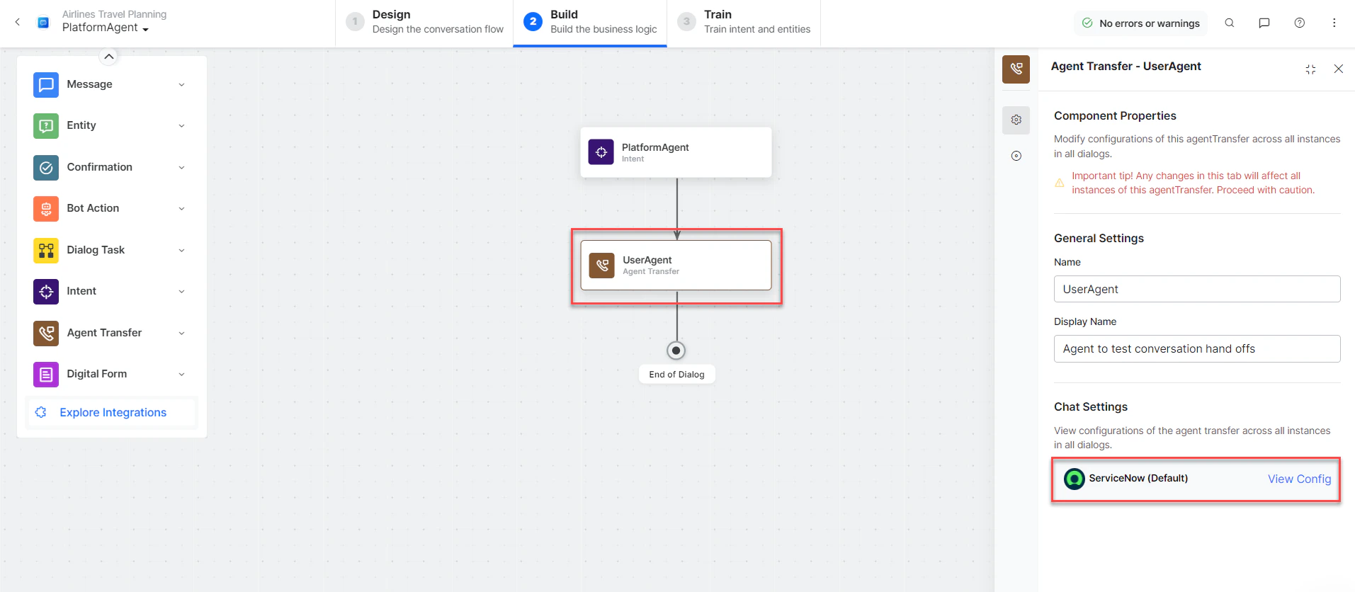 Agent Transfer Node task