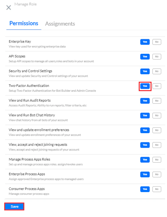 Save 2FA Permission