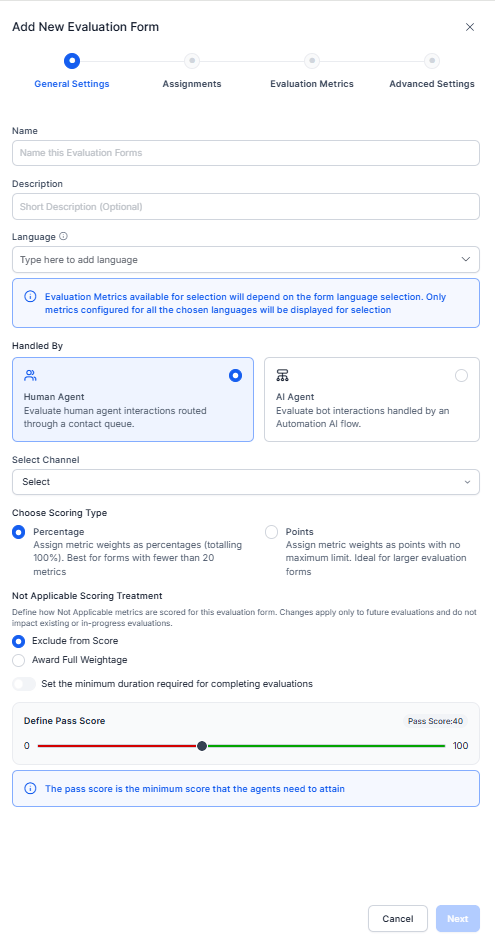 General Settings Configuration