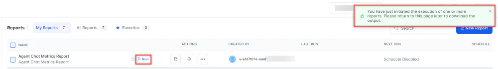 Run Agent Chat Metrics Report
