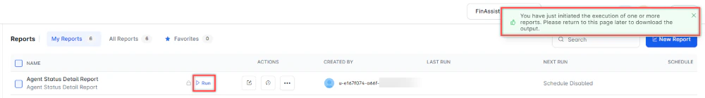 Run Agent Status Detail Report
