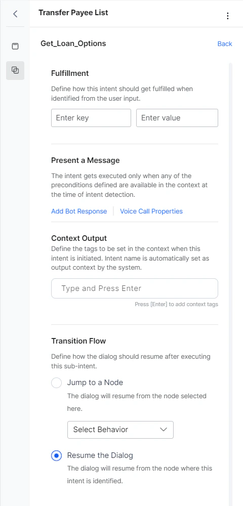 Sub intent properties