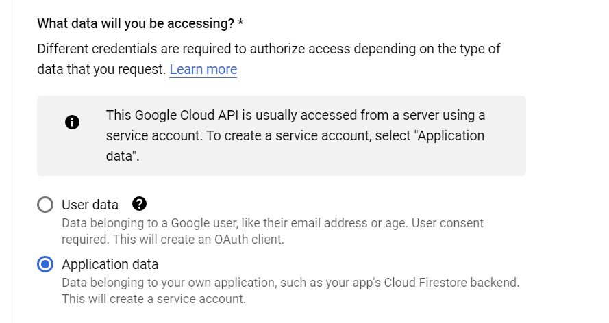 Application Data selected