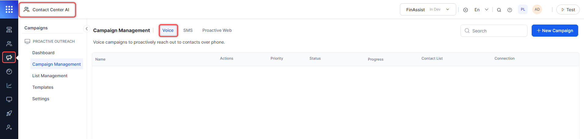 Campaigns Main Page