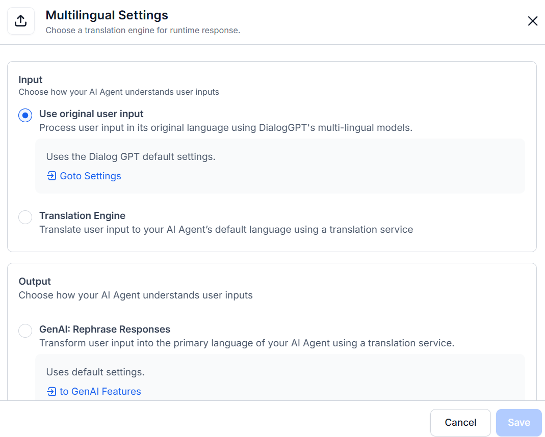 Multilingual setting